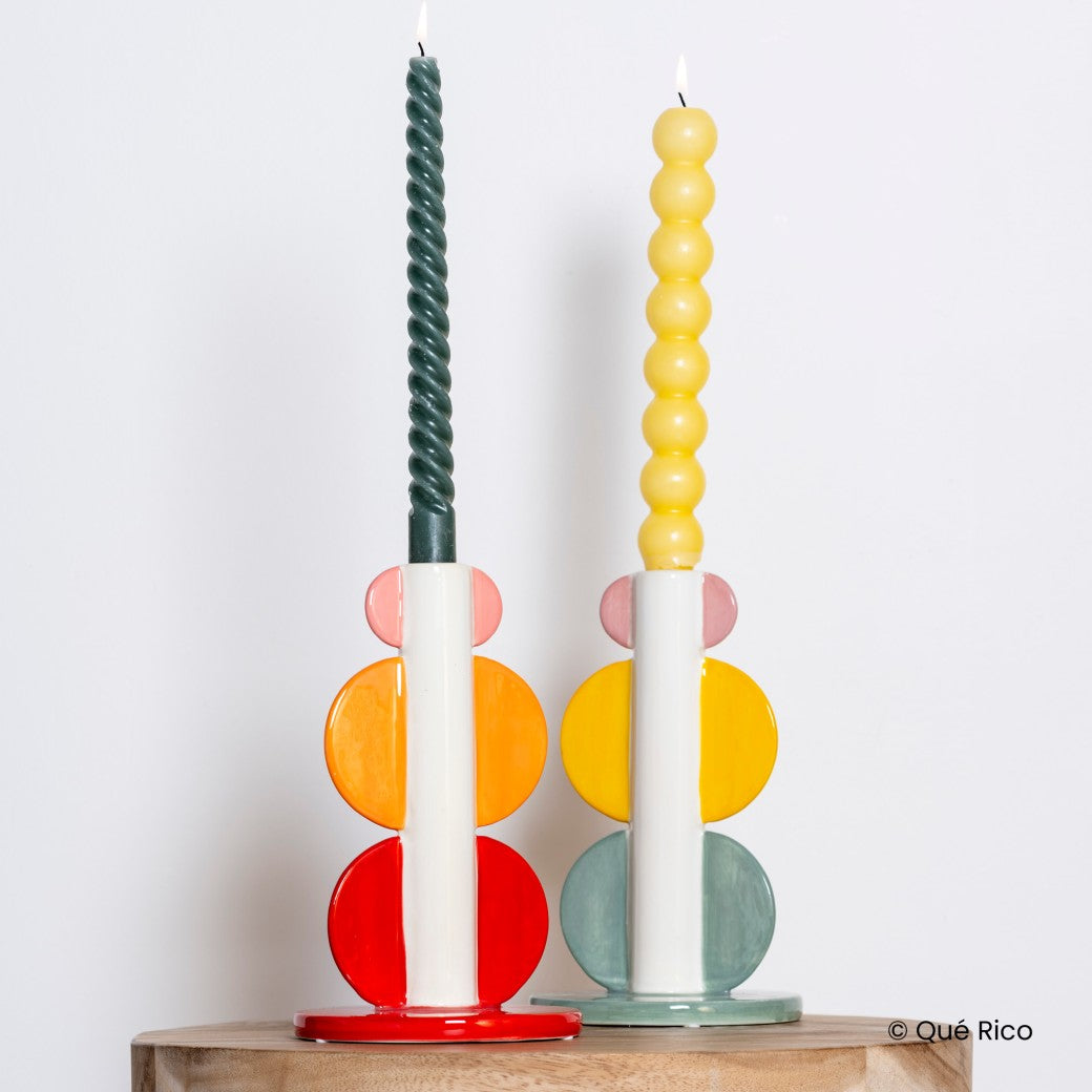 Bougeoir 3 oreilles rose/jaune/vert QUE
