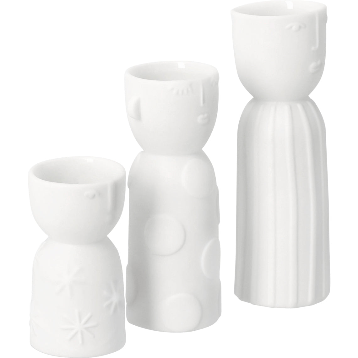 Set de 3 vases porcelaine personnages RAD