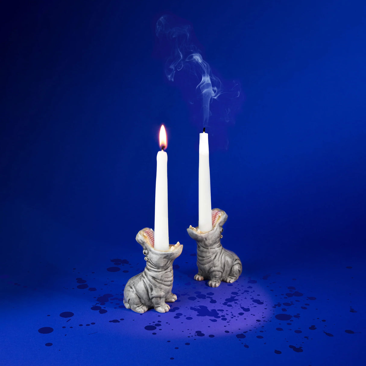 Set de 2 bougeoirs banane/ hippopotame DON