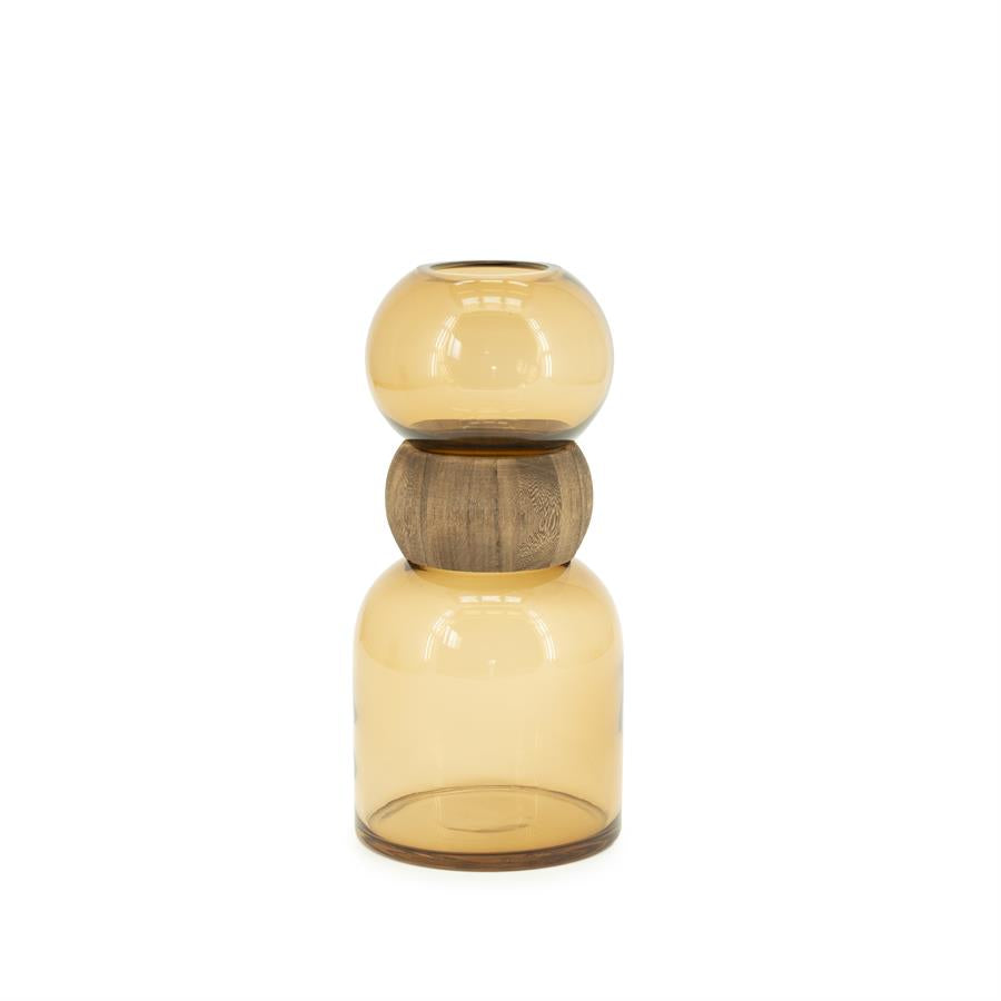 Vase verre et collier de bois BYB