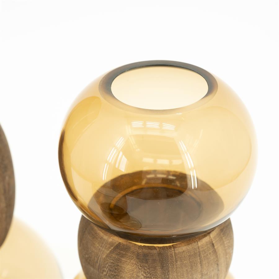 Vase verre et collier de bois BYB