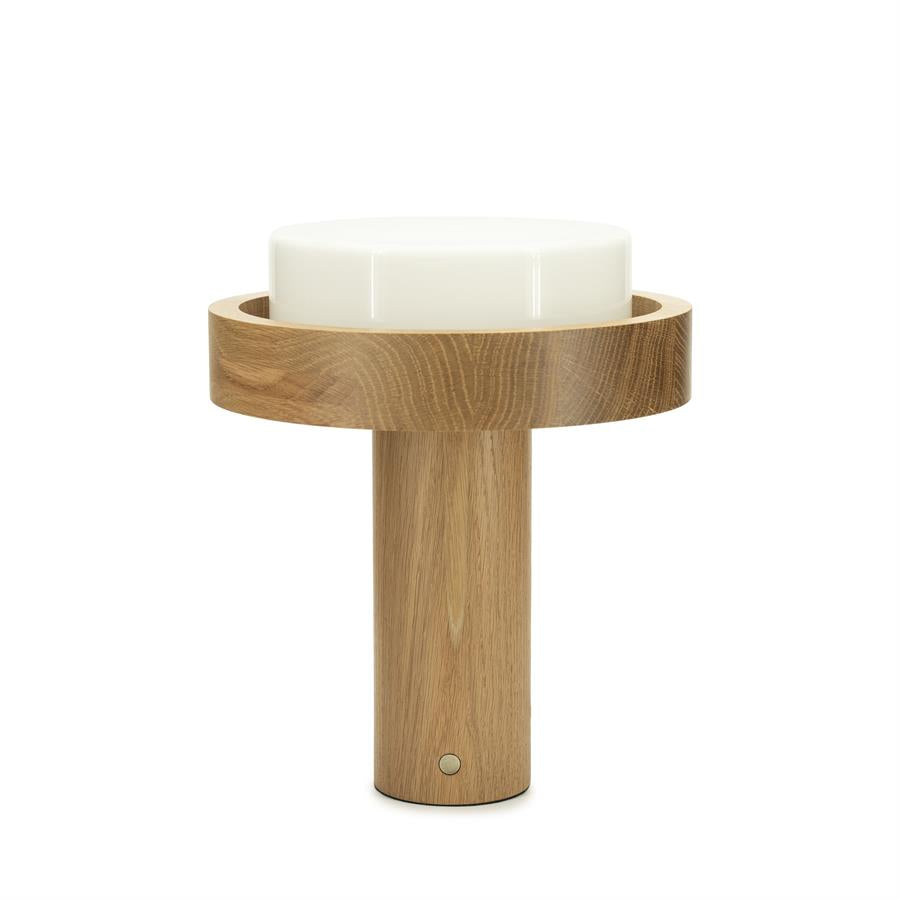 Lampe à poser bois et verre blanc BYB
