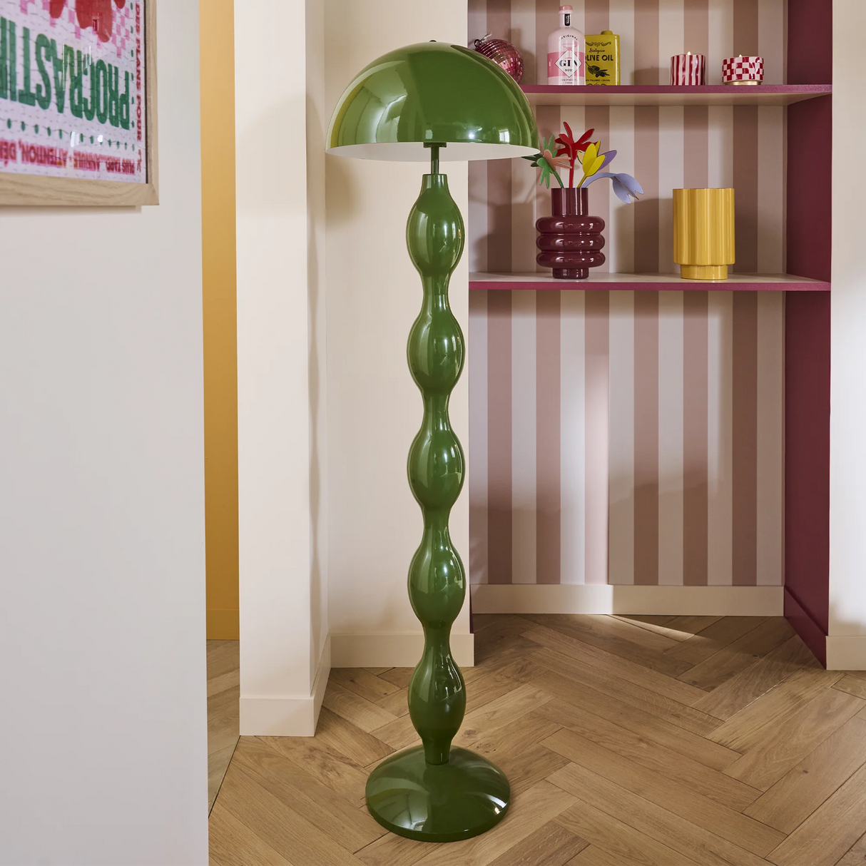 Lampadaire métal kaki ou blanc cassé OPJ