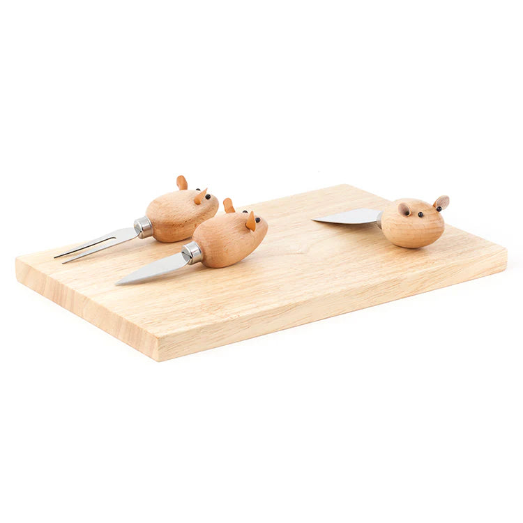 Planche à fromage et couteaux souris KIK