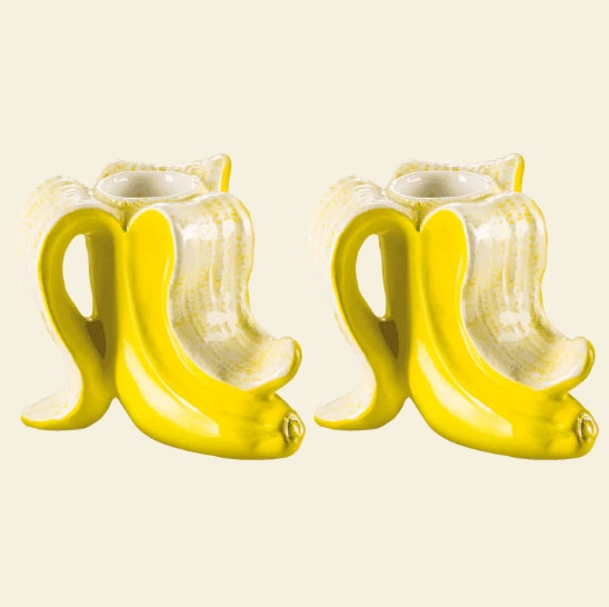 Set de 2 bougeoirs banane/ hippopotame DON