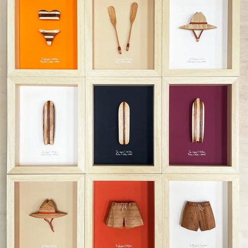 Cadre objet salé cabinet de curiosité en bois artisanal AMM