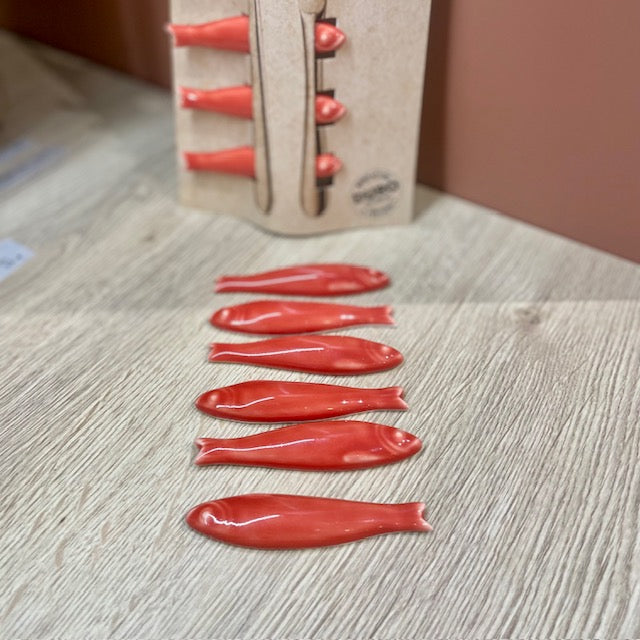 Lot 6 sardines porte-couteaux céramique DUR