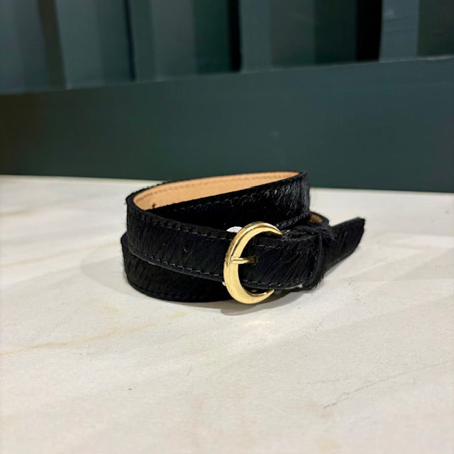 Ceinture cuir poilu à motifs MAR