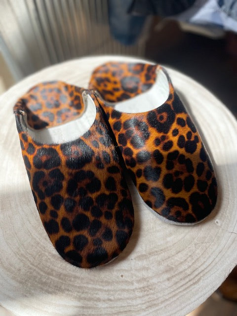 Babouche cuir  Leopard SOU