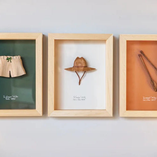 Cadre objet salé cabinet de curiosité en bois artisanal AMM