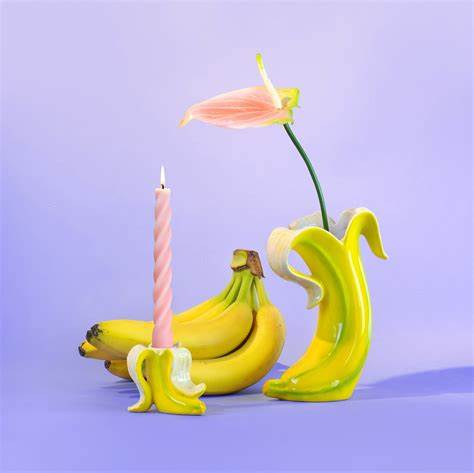 Set de 2 bougeoirs banane/ hippopotame DON