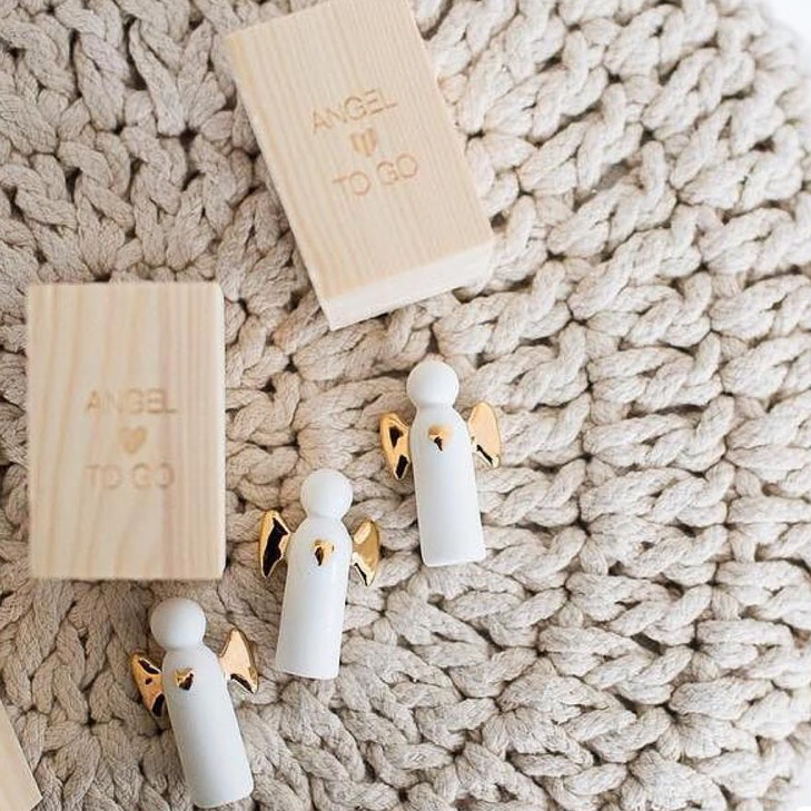 Ange ou cœur porte bonheur et boite en bois RAD