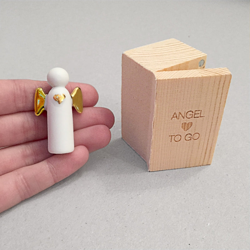 Ange ou cœur porte bonheur et boite en bois RAD