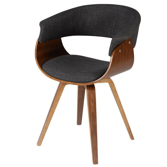 Fauteuil tissus gris et noyer ZAG