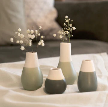 Set de 4 soliflores porcelaine vert ou terracotta RAD