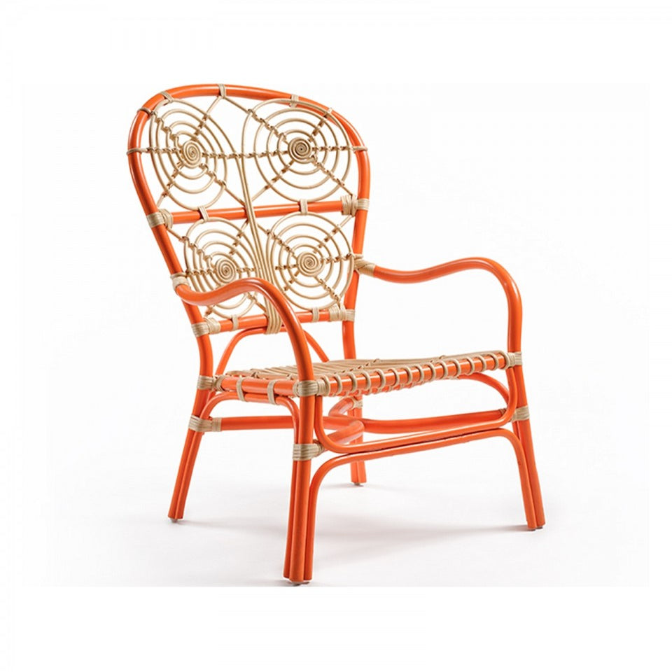 Fauteuil rotin orange MANU