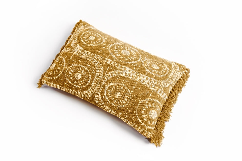 Coussin à motifs moutarde MANU