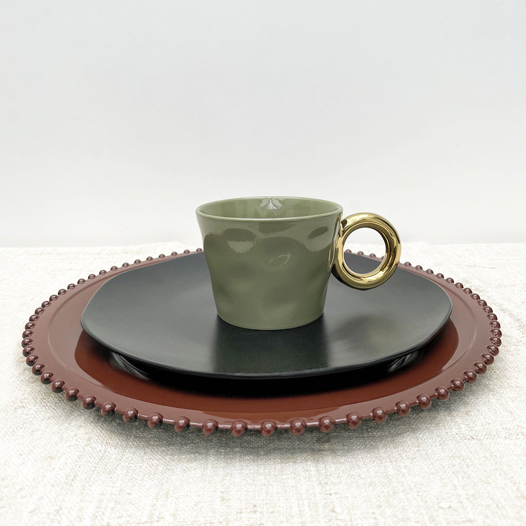 Tasse anse dorée ocre ou verte OPJ