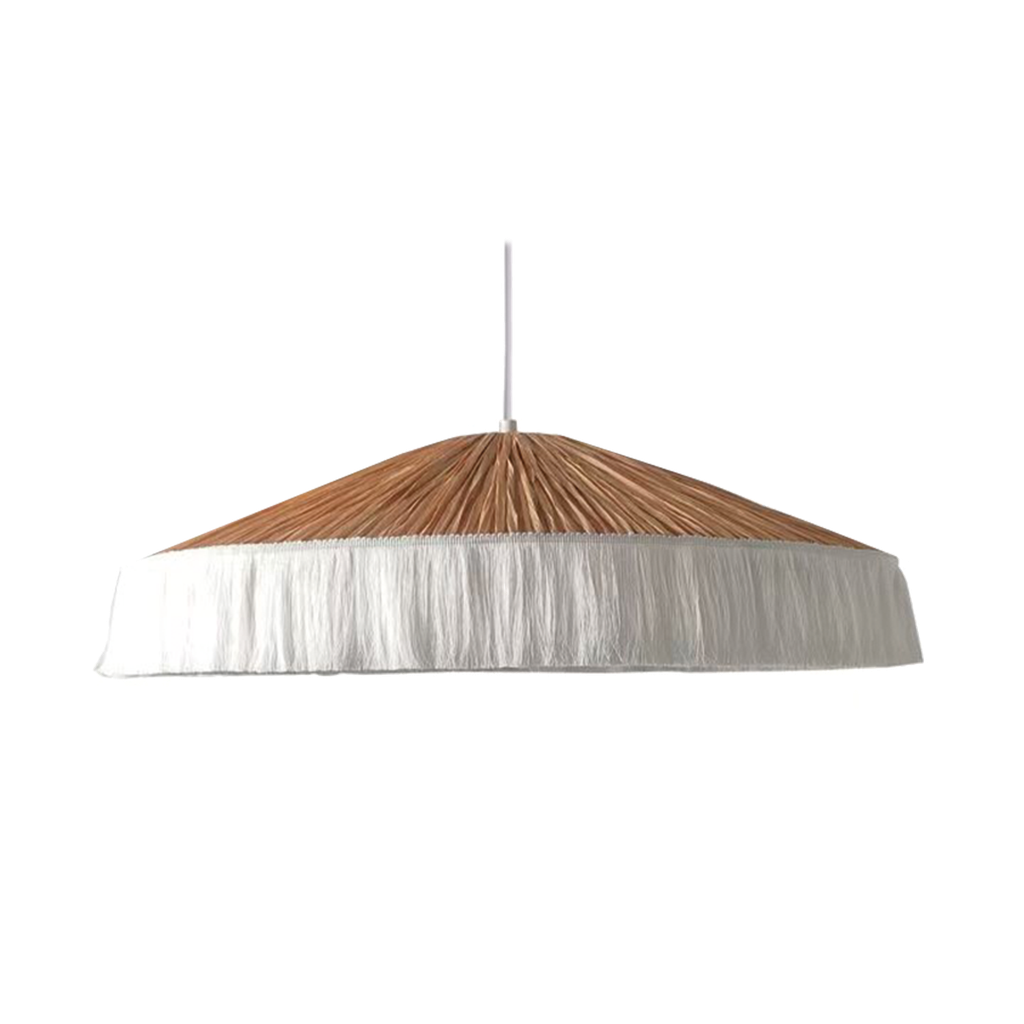 Suspension raphia et frange blanc OPJ