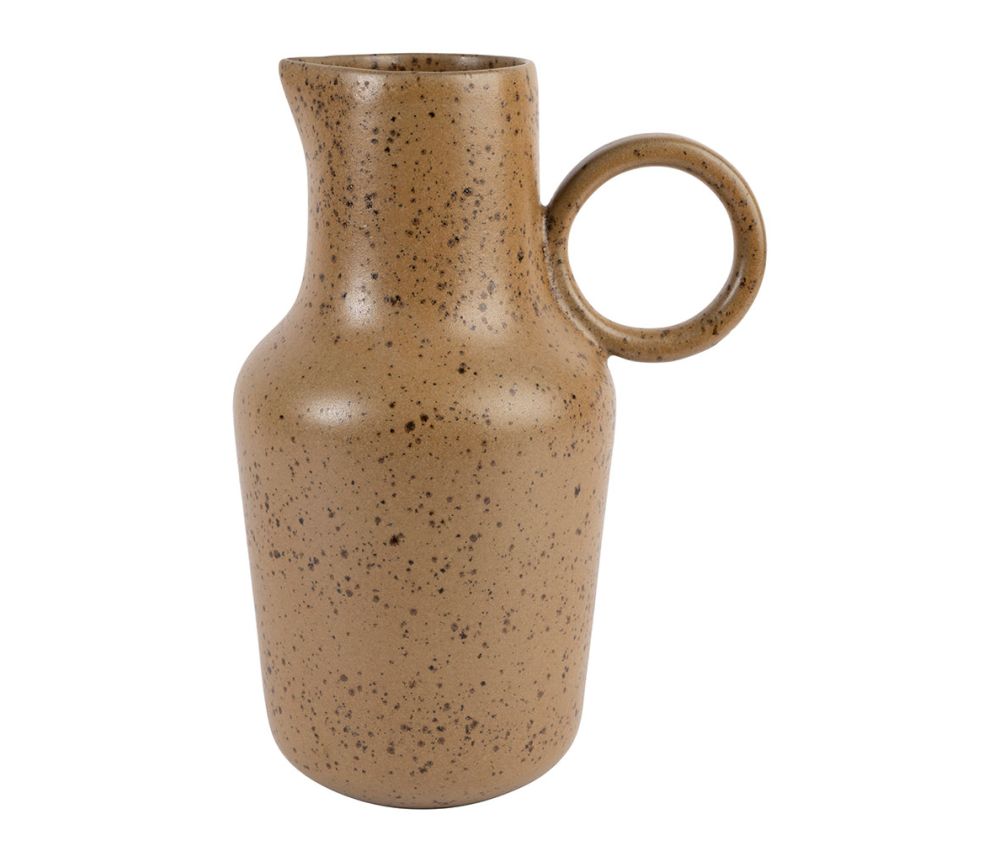 Pichet beige moucheté en grès COT