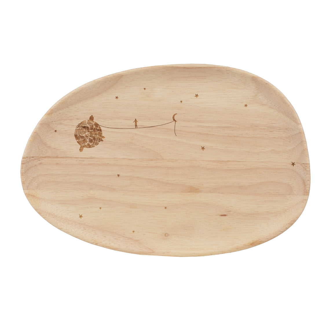Plateau bois oval gravé RAD