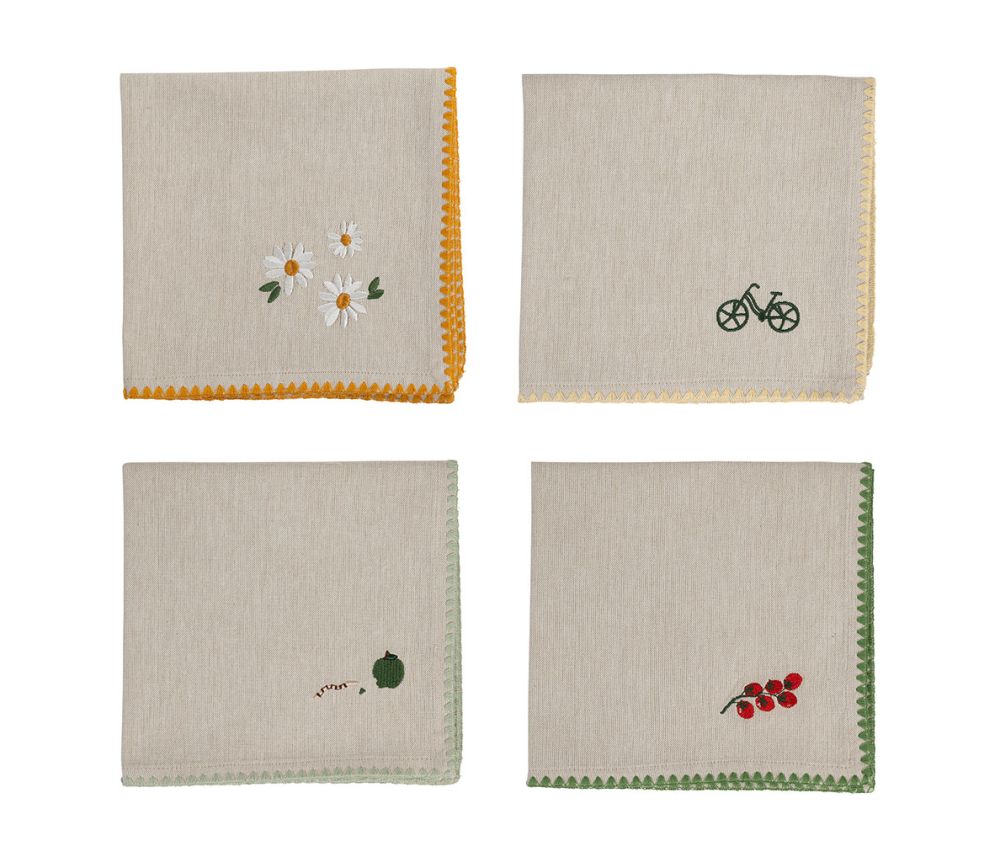 Lot de 4 serviettes brodées SEM