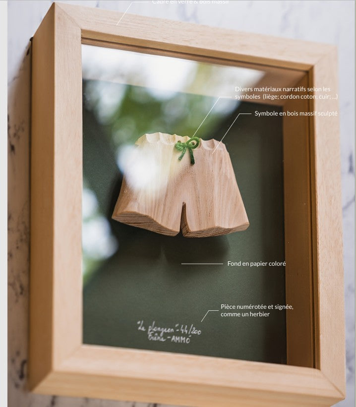 Cadre objet salé cabinet de curiosité en bois artisanal AMM