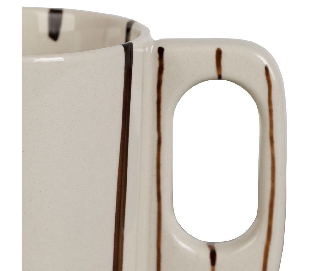 Tasse à thé grès rayé écru brun et noir SEM