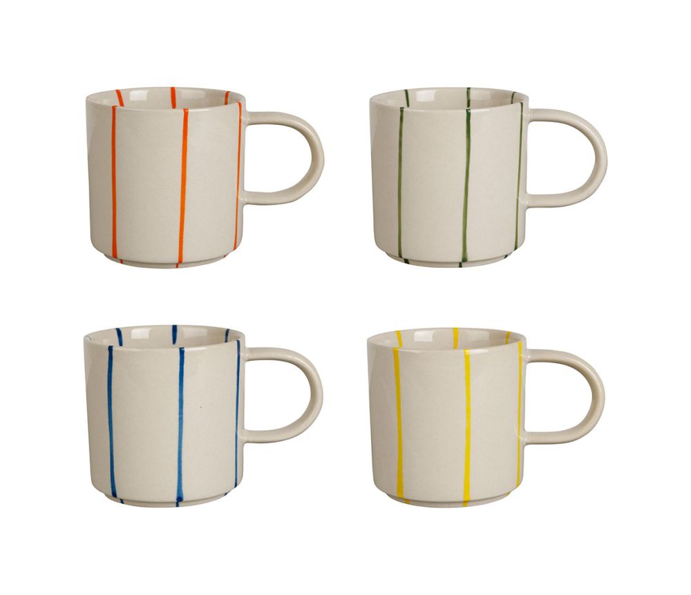Mug écru rayure colorée à l'unité SEM