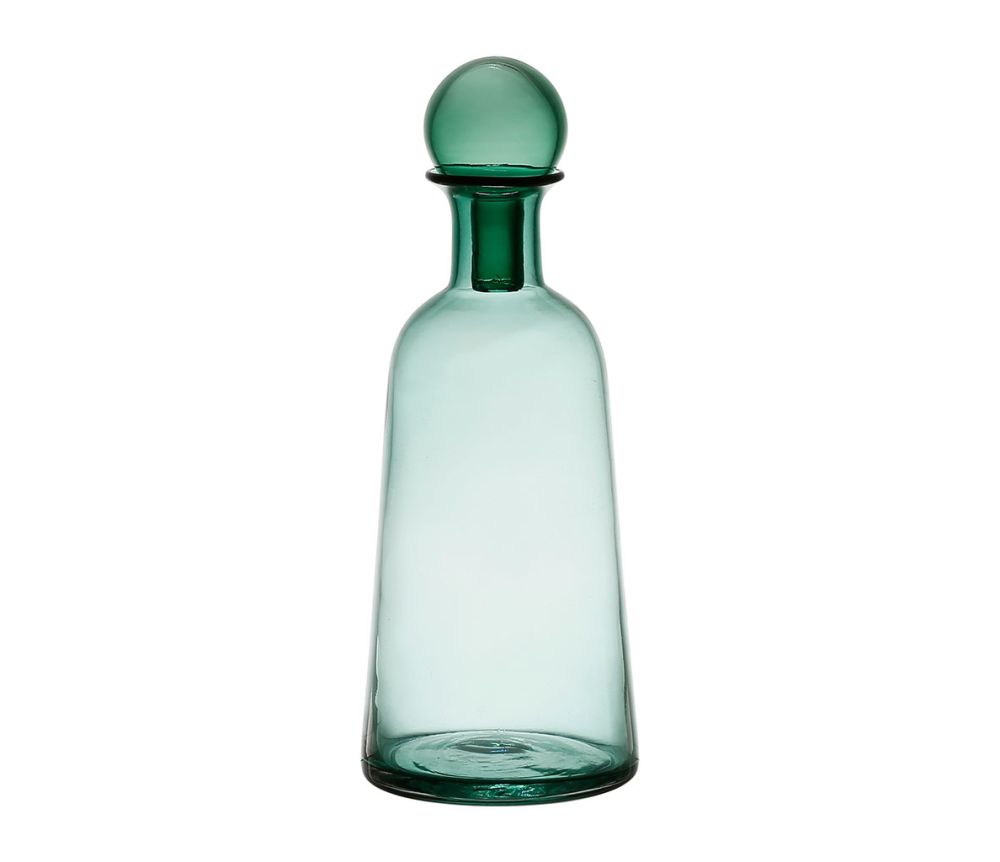 Vase en verre vert bouchon boule SEM