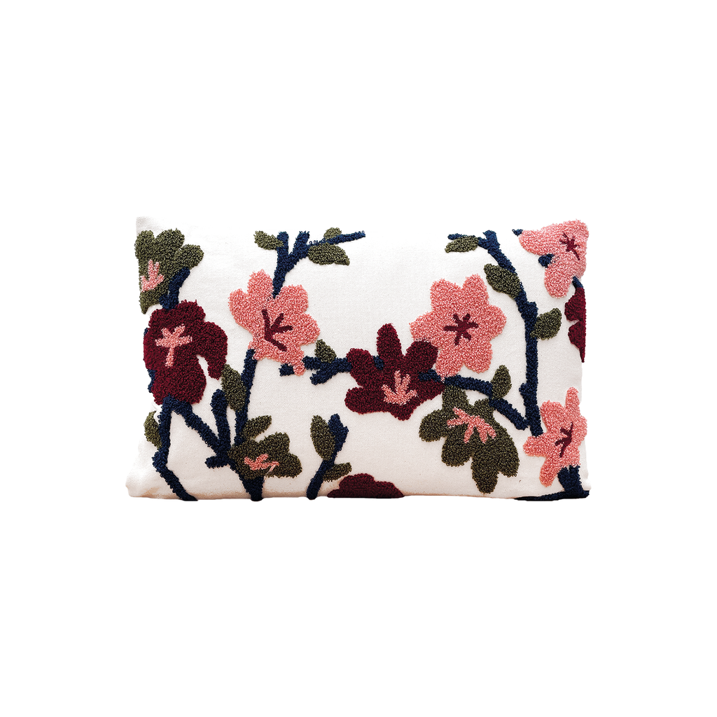 Coussin brodé fleurs ou oiseau OPJ
