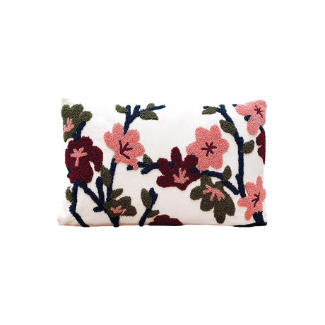 Coussin brodé fleurs ou oiseau OPJ