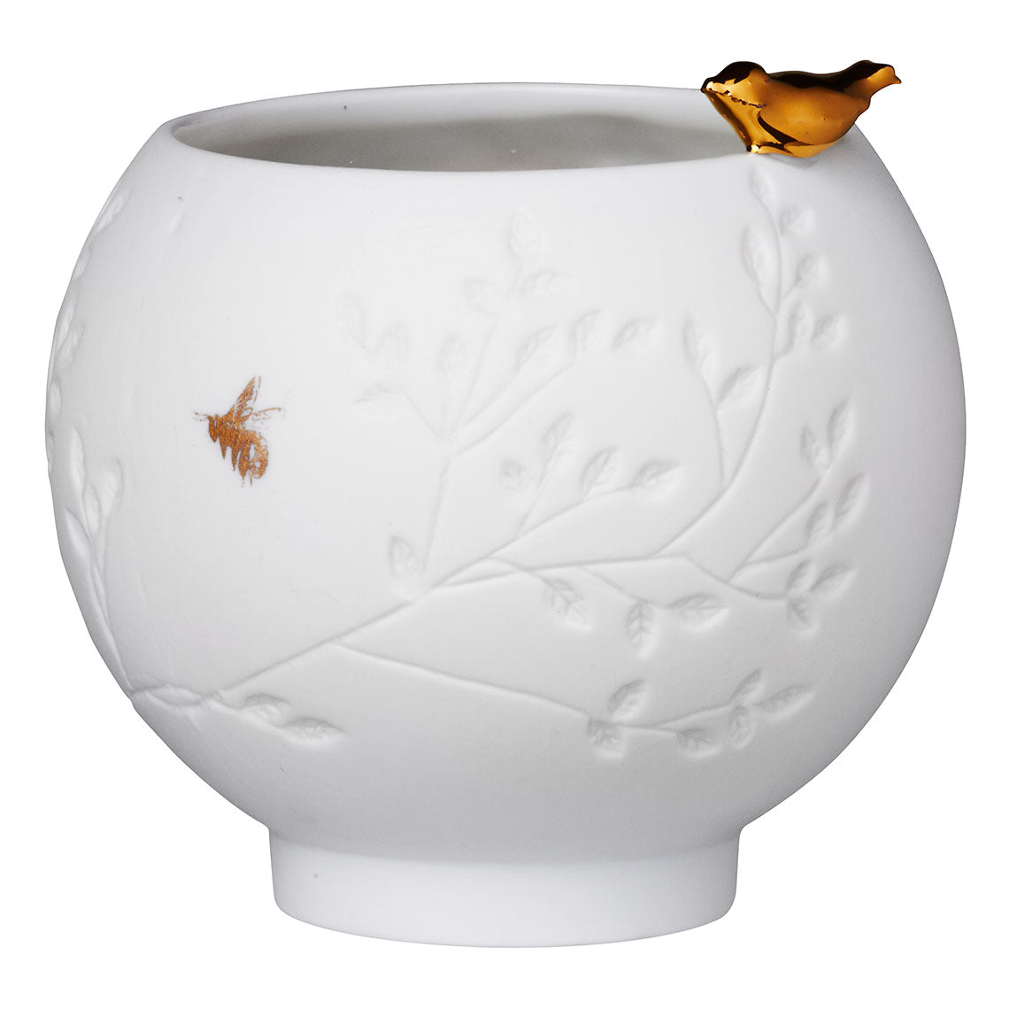 Photophore Oiseau doré porcelaine Rad