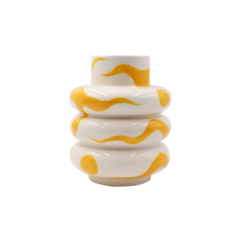 Vase 3 anneaux jaune et blanc QUE