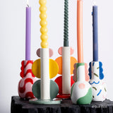 Bougeoir 3 oreilles rose/jaune/vert QUE