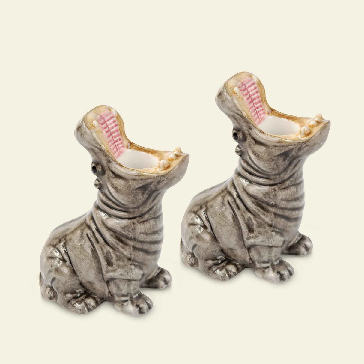 Set de 2 bougeoirs banane/ hippopotame DON