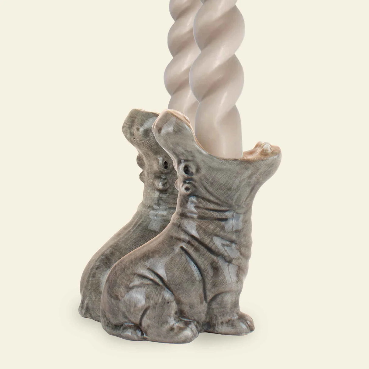 Set de 2 bougeoirs banane/ hippopotame DON