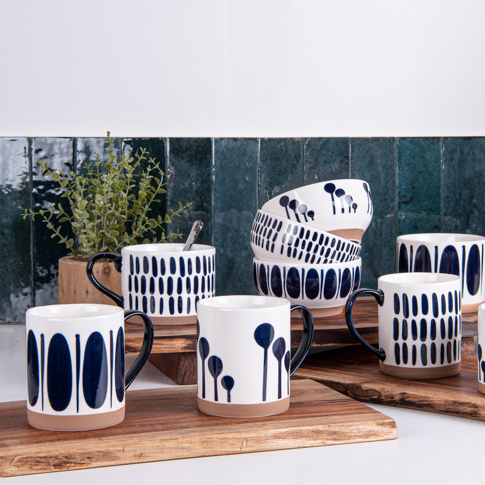 Tasses et bols MYKONOS bleu et blanc BAS