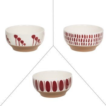 Tasses et bols MYKONOS rouge et blanc BAS