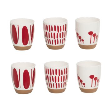 Tasses et bols MYKONOS rouge et blanc BAS