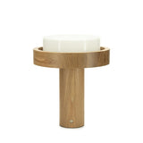 Lampe à poser bois et verre blanc BYB