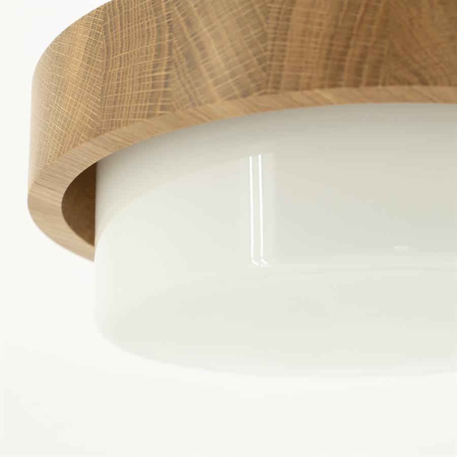 Lampe suspension verre et bois blanche BYB