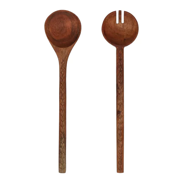 Couverts à salade bois sculpté POM