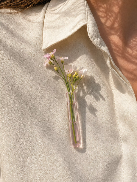 Broche vase tube verre WAL