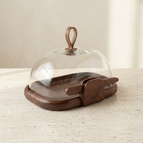 Plateau en bois avec cloche et couteau BEH