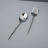 Couverts à salade émail blanc ou marbré et bois ou tout argentés BEH