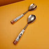 Couverts à salade émail blanc ou marbré et bois ou tout argentés BEH