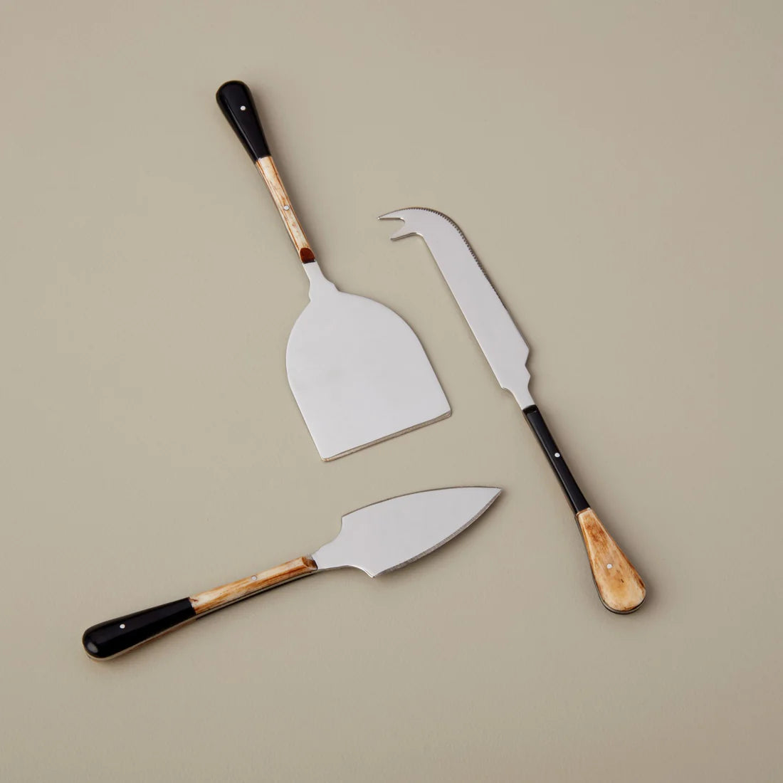 Set de 3 couverts à fromage argent/ doré ou tressé ou corne BEH