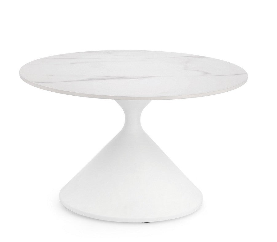 Table basse ronde marbrée blanche et grise Najoo BIZ