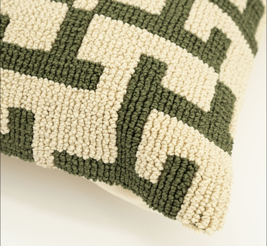 Coussin Ziggy vert et beige BYB